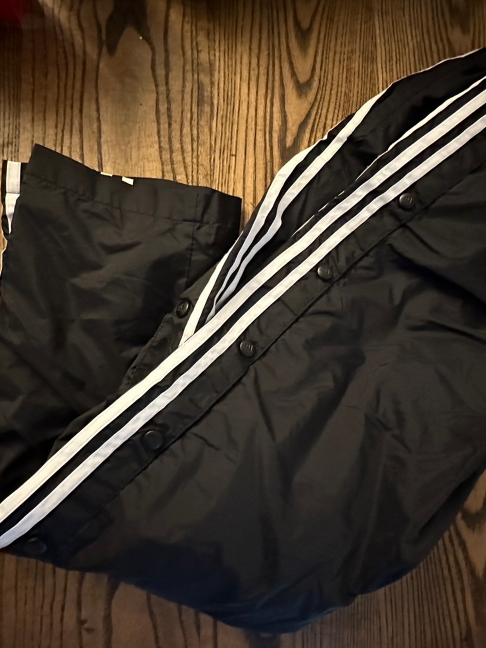 Vintage 90’s Adidas Black with White Stripes Track Pants w/Snaps SZ: S